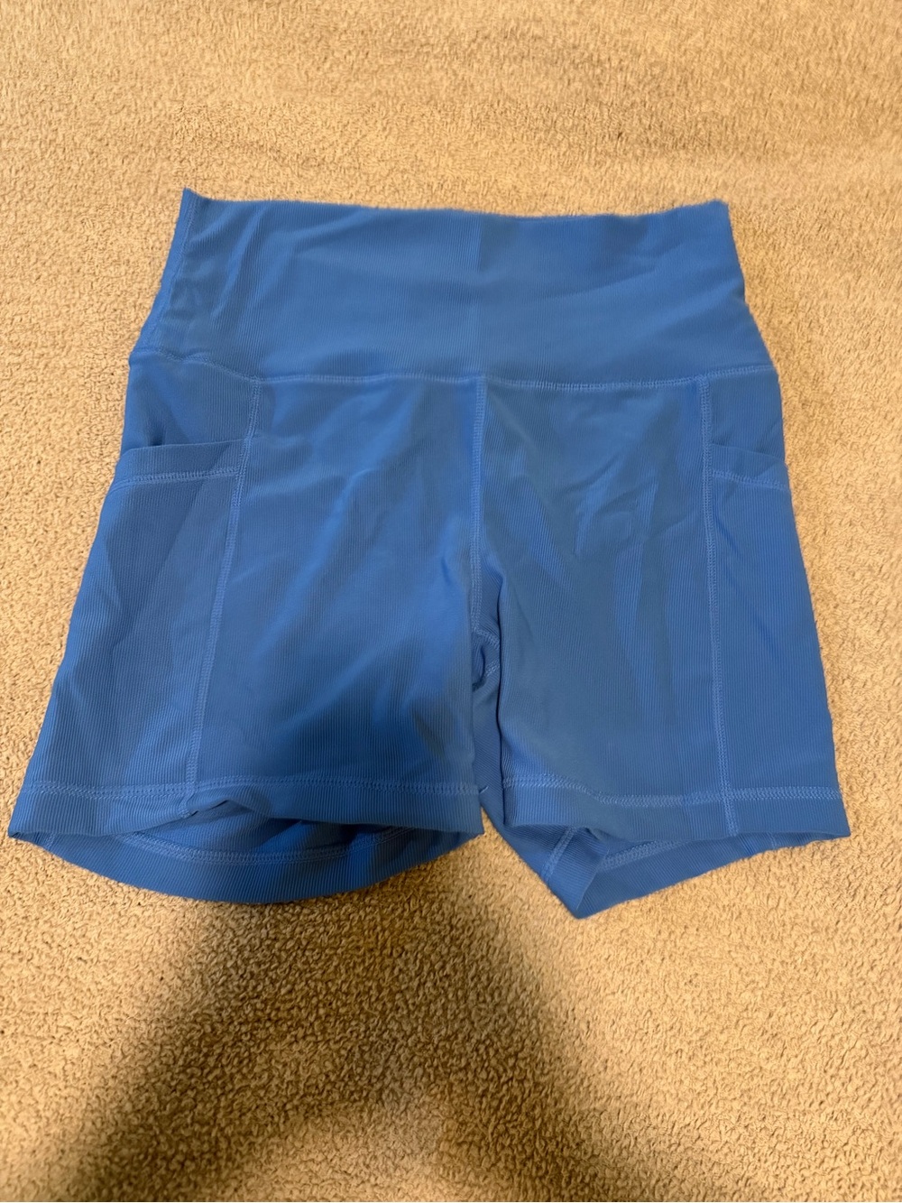 90 Degree by Reflex XL Blue Ribbed 5” Biker Shorts Pockets